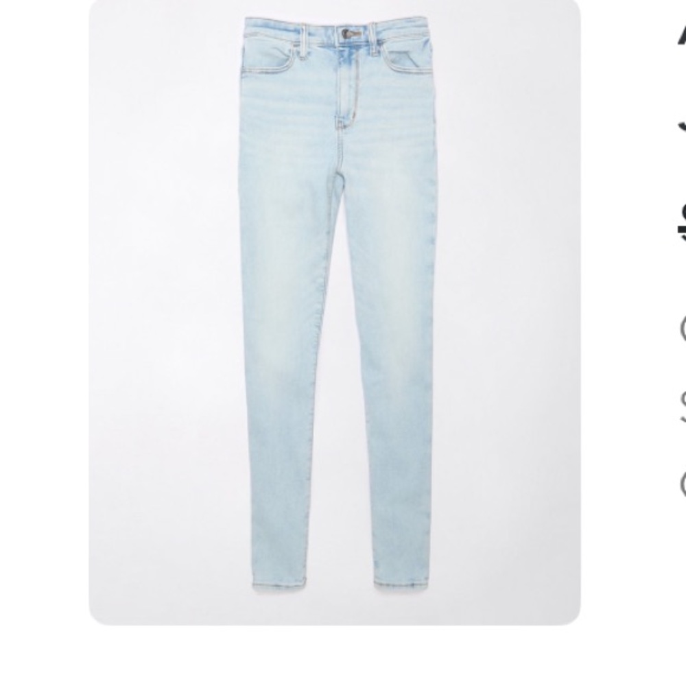 American Eagle Outfitters Skinny Jeans Light Wash Jeggings 10L High Waisted - Picture 9 of 9